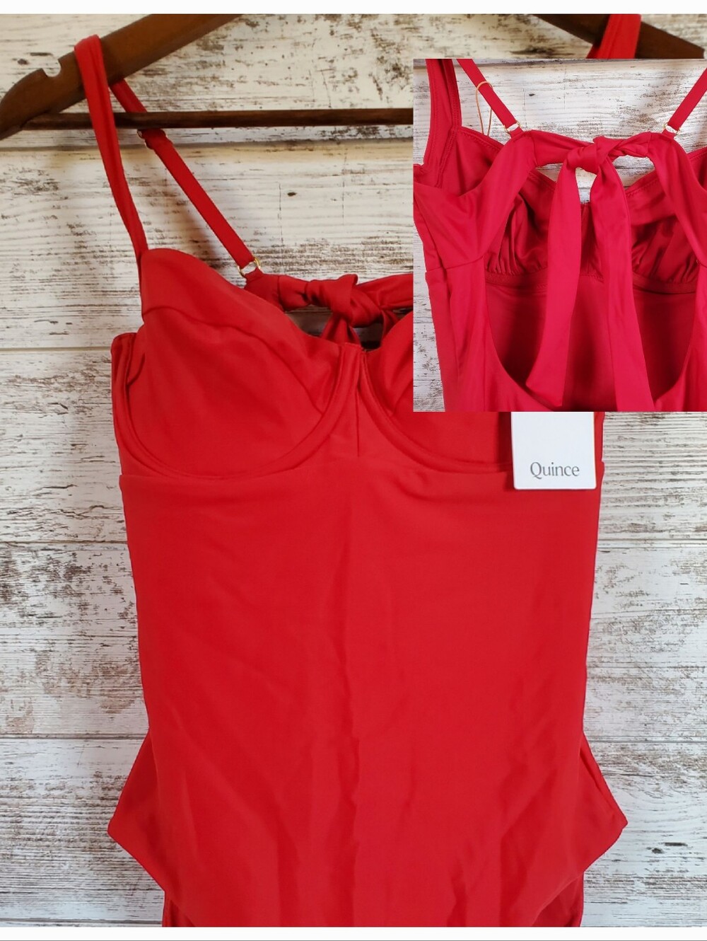 NWT Quince Italian Underwire One Piece Swimsuit Red Luxury Travel